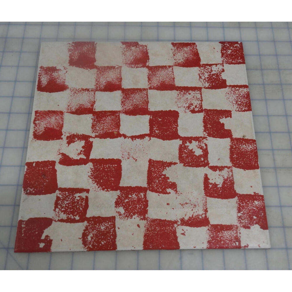 Red & White Checkerboard Ceramic Tile Board 12 x 12 Decorative Square